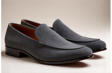 Luxurious grey suede loafers