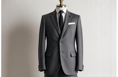 Tailored grey wool suit for men